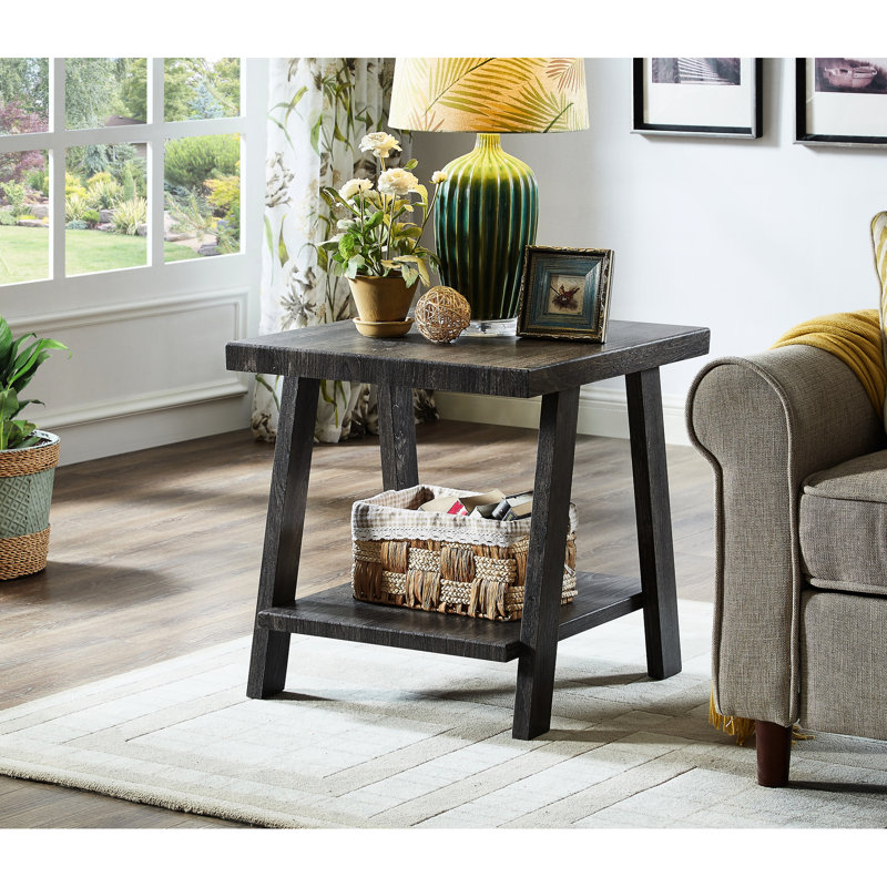 Table de bout en bois anthracite répliquée avec espace de rangement supplémentaire, Gris anthracite, Gris anthracite