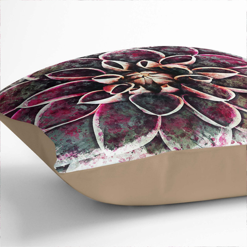 Pink Dahlia Flower Cushion with Filling, 40cm H x 40cm W x 15cm D, Stone
