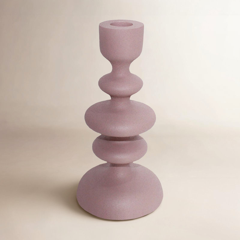 Giedre Aluminum Tabletop Candlestick, 10.25" H x 4" W x 4" D, Pink
