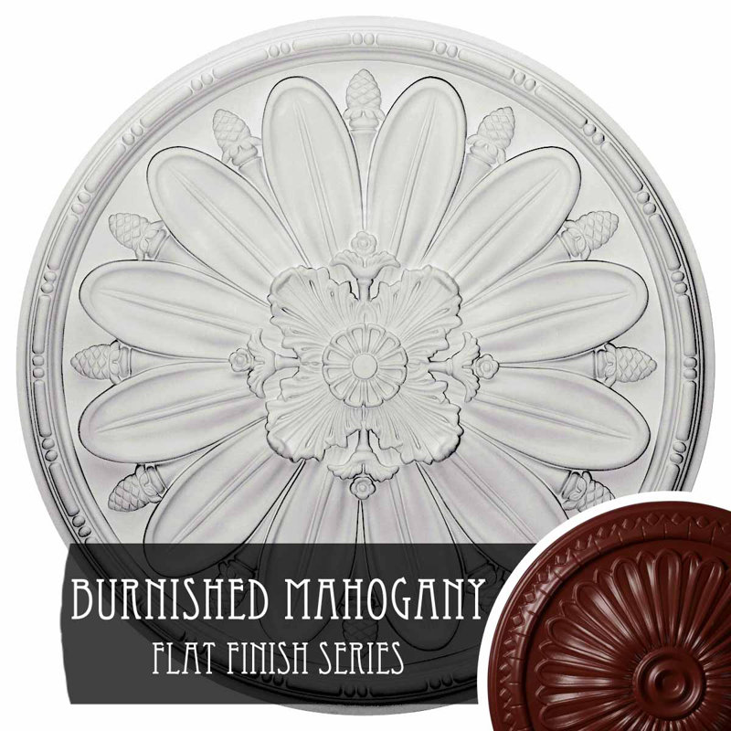 Endurathane Fairfax Ceiling Medallion, 29 7/8"OD x 1 3/8"P, Hand-Painted Brushed Mahogany Finish, Brushed Mahogany