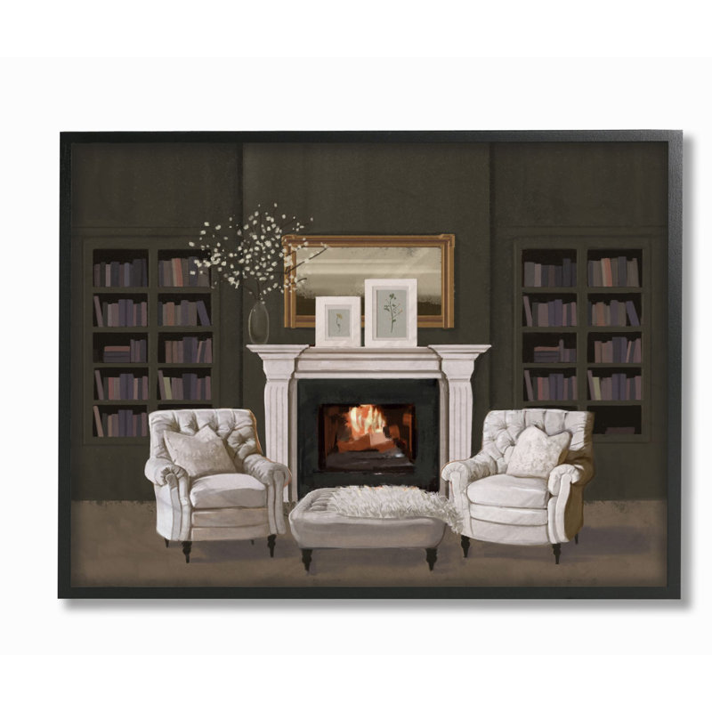 «Modern Living Room Interior Design White Green», impression, Giclée encadrée noir minuit, H 24 po x l 30 po