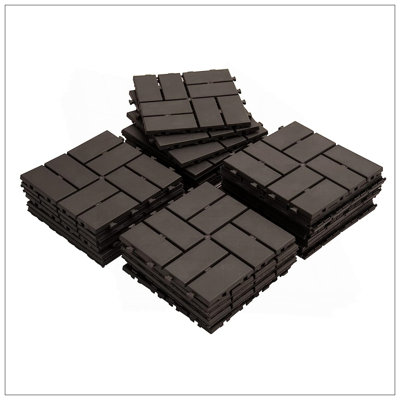 Patio Interlocking Deck Tiles, Weather-Resistant Composite Flooring For Outdoor Spaces, Easy Installation And Maintenance, (Brown, Pack Of 44)