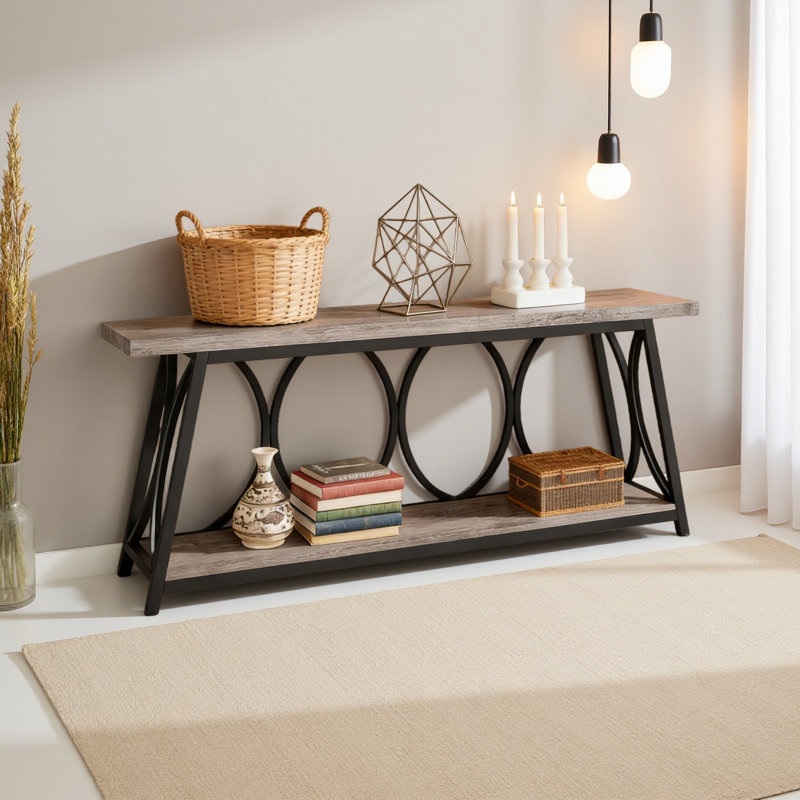 Table de couloir, console rétro, table de canapé robuste, Gris