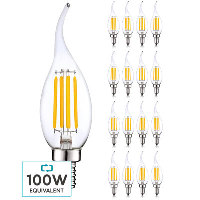 7 Watt (100 Watt Equivalent), CA11 LED, Dimmable, Natural White (3500K), E12/Candelabra Base -  Luxrite, LR21649-16PK