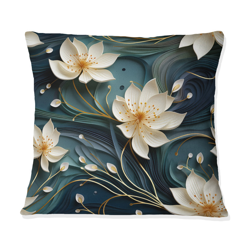 Coussin décoratif en polyester floral, H 18 po x l 18 po
