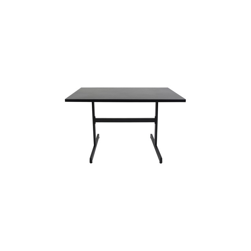 Patio 30" x 48" Black Metal Table with Rectangular Top and T-Leg Base for Outdoor Use