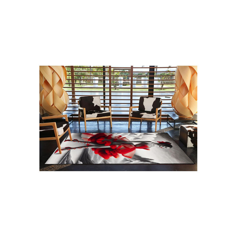 Tapis rouge tissé à motif de robe rouge lavable à la machine, Tapis de couloir 2 pi 6 po x 6 pi 7 po inclus