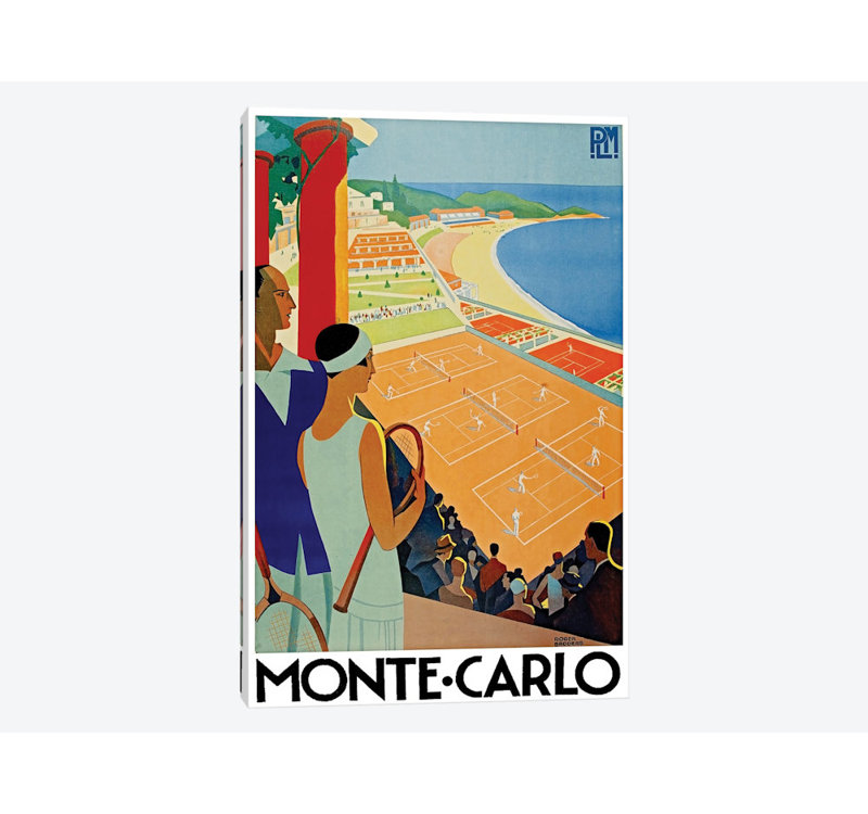 « Monte Carlo » publicité Vintage sur toile, 18" H x 12" L x 1,5" D