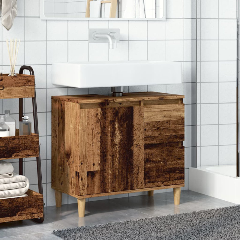 Roumena 65cm Single Bathroom Vanity Base Only, Old Wood