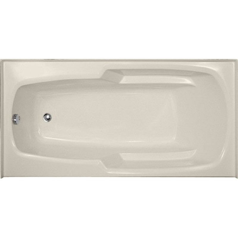Entre 60'' x 32'' Soaking Fiberglass Bathtub, Biscuit, Polished Nickel