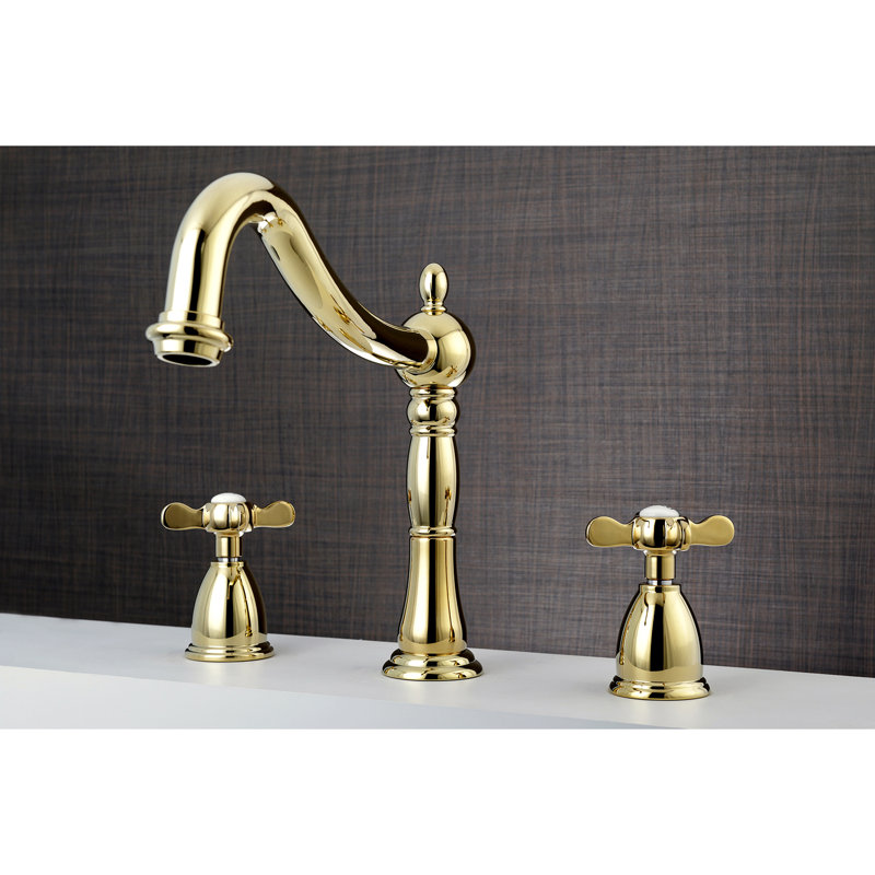 Kingston Brass Essex Two-Handle 3-Hole Deck Mount Roman Tub Faucet, Polished Brass