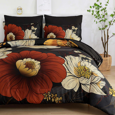 7-Piece Boho Floral Comforter Set, Lightweight All-Season Bedding Set with Sheets, Pillowcases & Shams