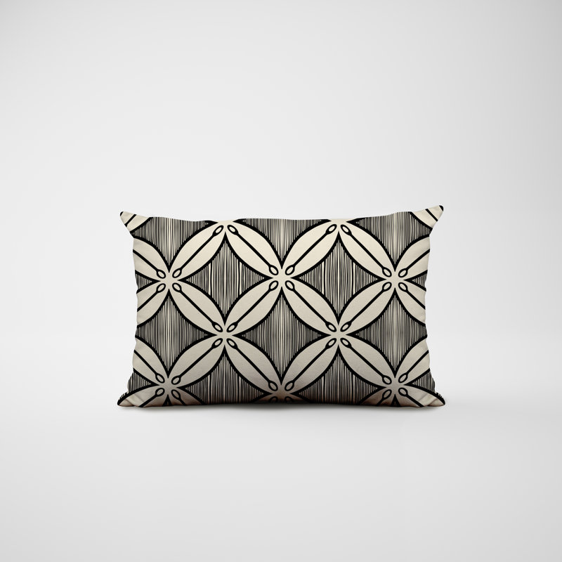 Polyester / Mélange de polyester Housse de coussin rectangulaire intérieure / extérieure lombaire et insert, Noir