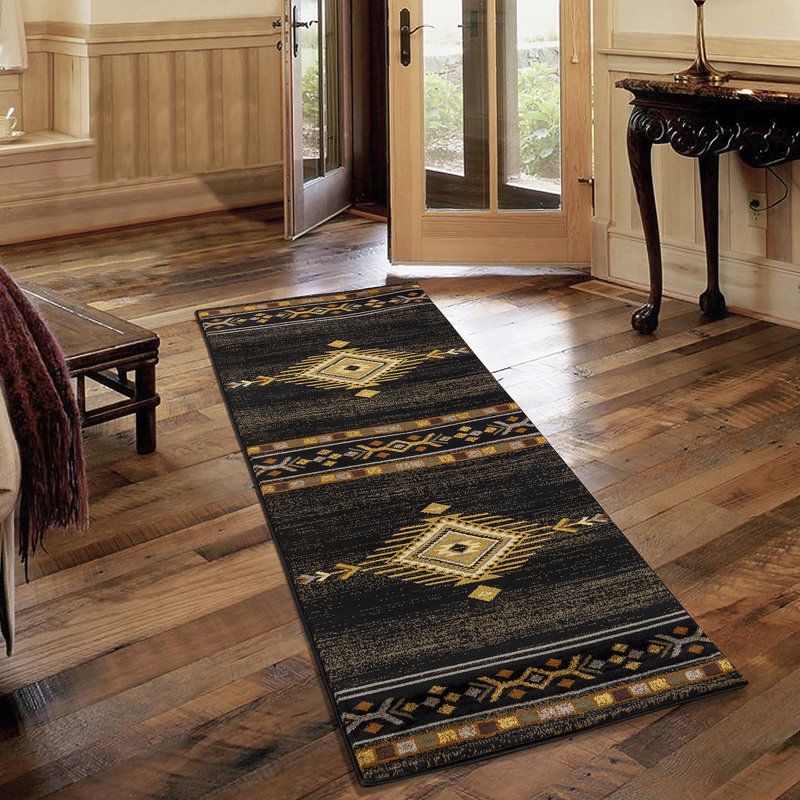 Tapis noir Tribes, Tapis de couloir 2 pi 7 po x 7 pi 3 po