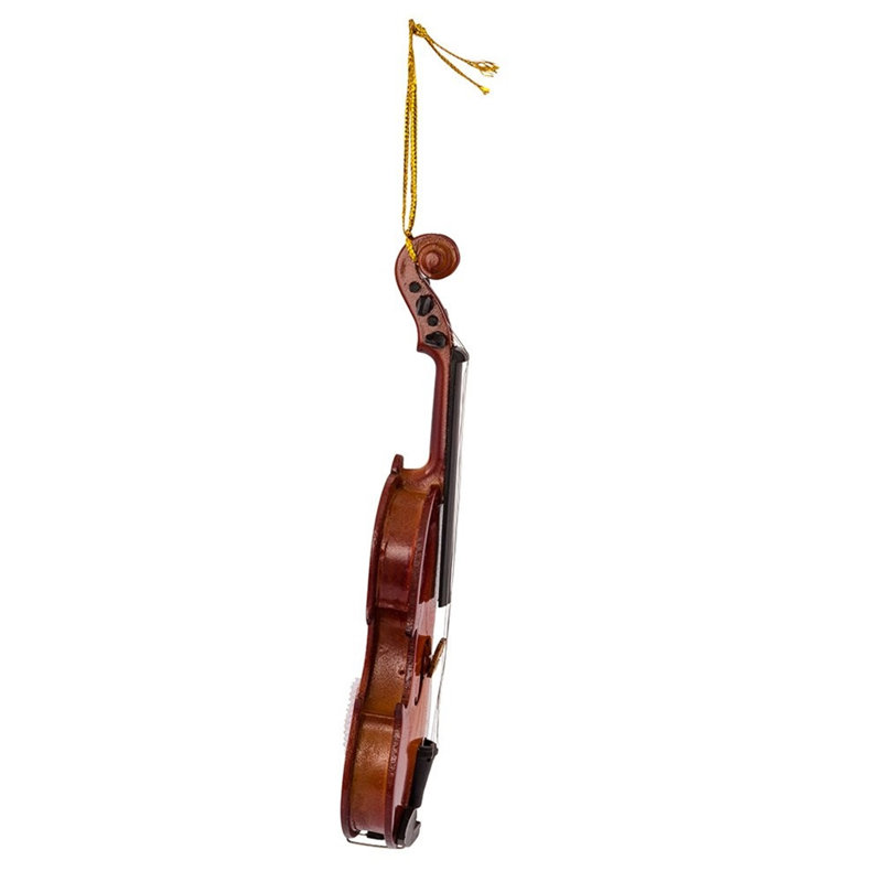 Kurt Adler 5.5" Wood Violin Ornament with Leather Case