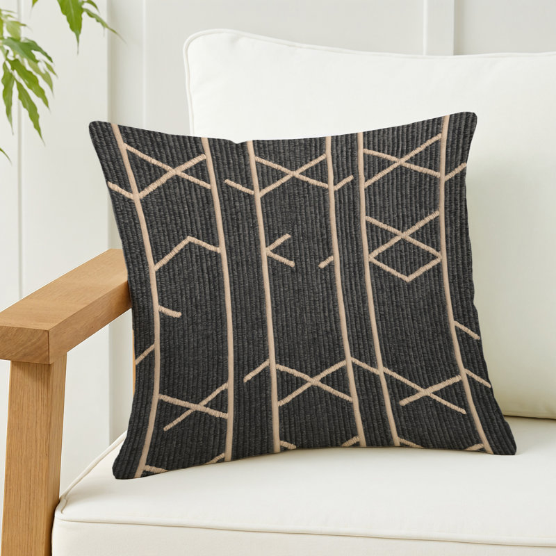 Indoor and Outdoor Throw Pillow, Square 20", Gray Trellis 213