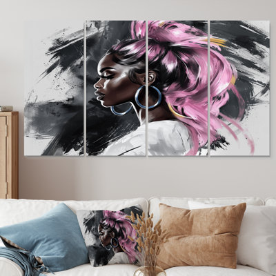 Rose, mode, portrait, femme afro-américaine