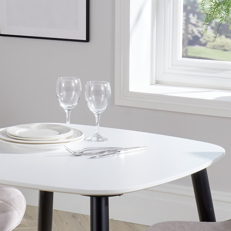 Sisquoc 800mm Square Table & 4 Fabric Chair Set, Platinum, White