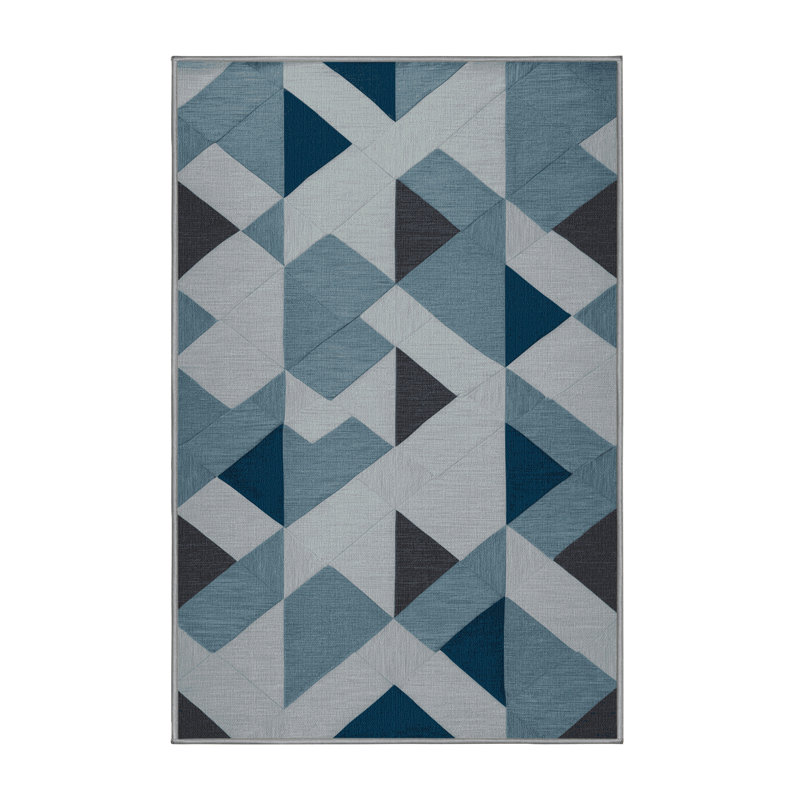 Tapis gris à carreaux lavable à la machine, Rectangle 4 pi x 6 pi