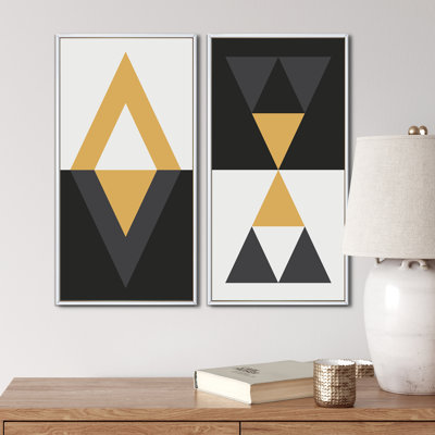 Minimalistic Abstract Designs in Retro Colors VI - ensemble de 2 impressions