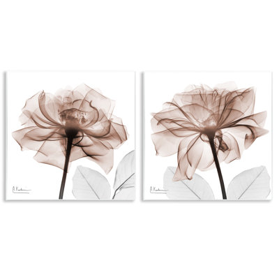 Ensemble de 2 plaques murales translucides roses en fleurs, design par Albert Koetsier