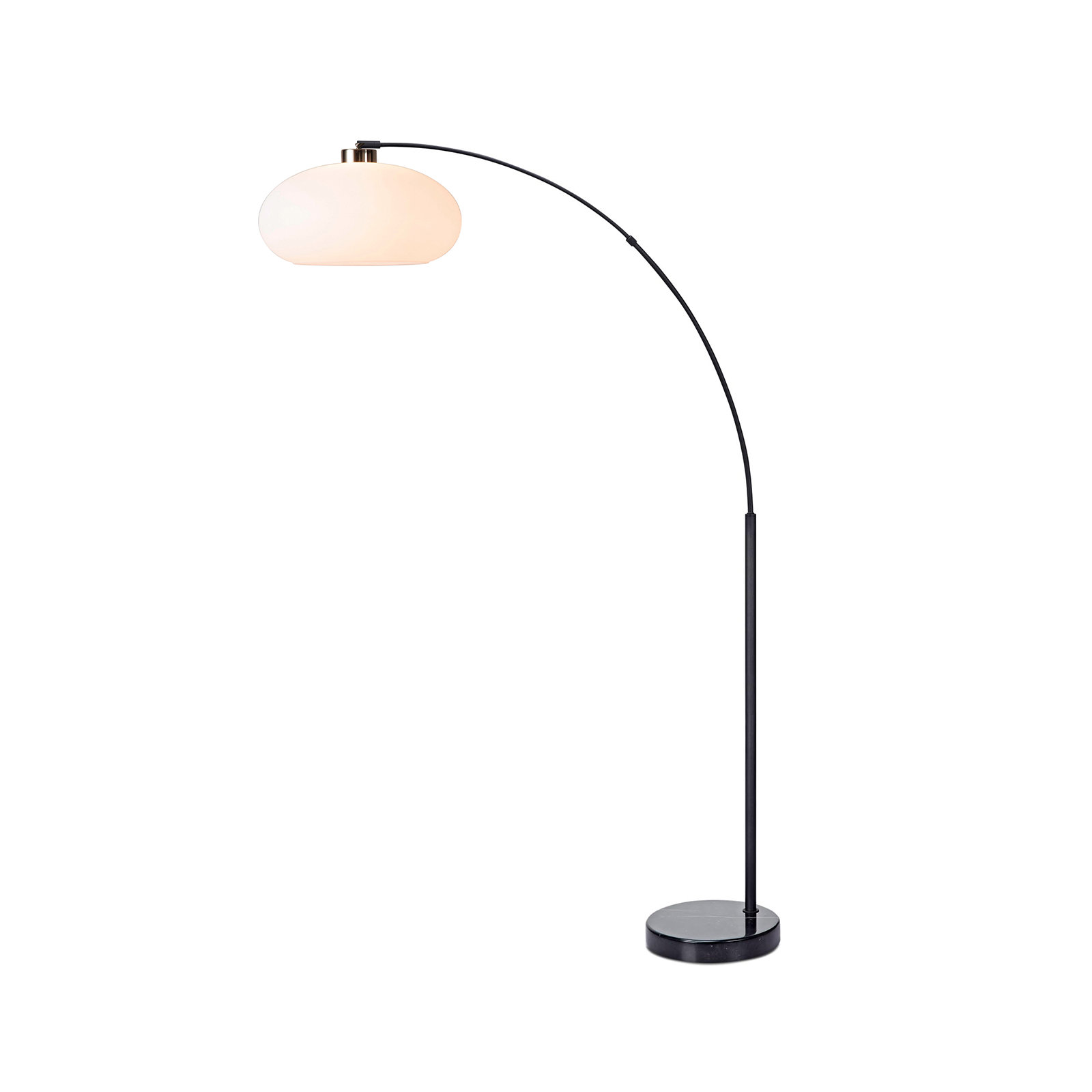 Morelli Simple Arc Floor Lamp - Weathered Brass, Matte Black, Marble Base, Dimmer Switch