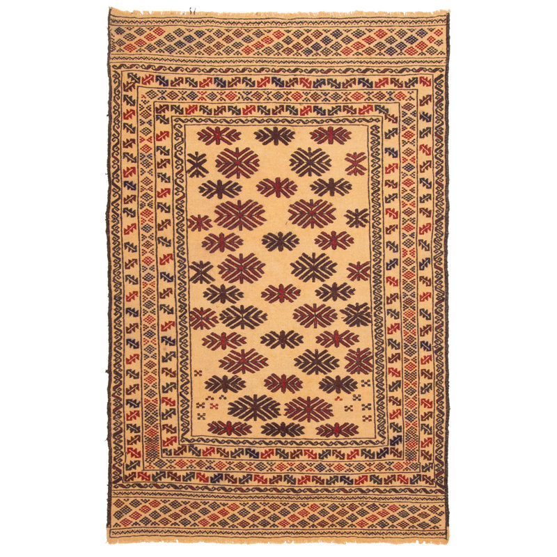Tapisserie Erland beige Kilim 4 pi 1 po x 6 pi 5 po