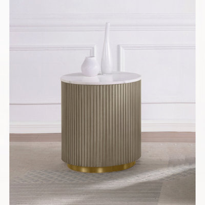 Round White Marble Top Side End Table
