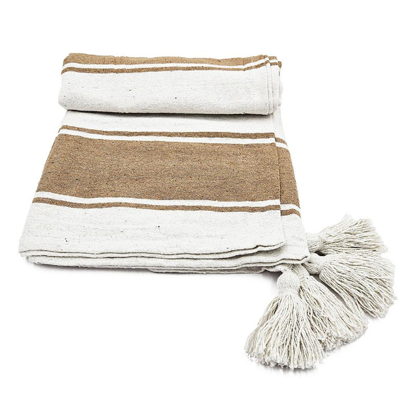 Carson 50" x 60" White and Brown Striped Throw Blanket Set