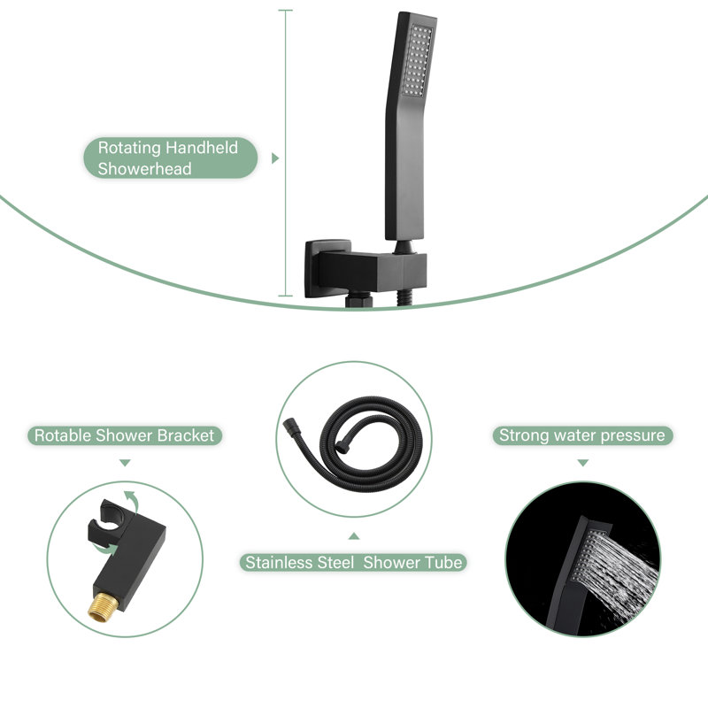 Complete Shower System with Rough in-Valve, Matte Black