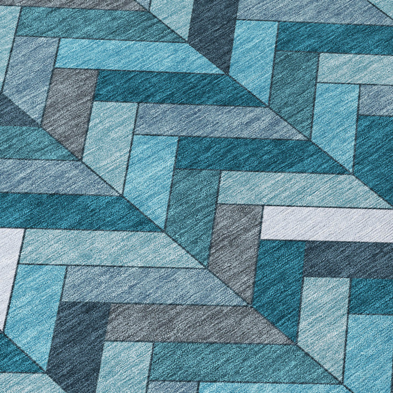 Machine Washable Indoor/Outdoor Matteson ACN2296 Geometric Rug, Rectangle 8' x 10'