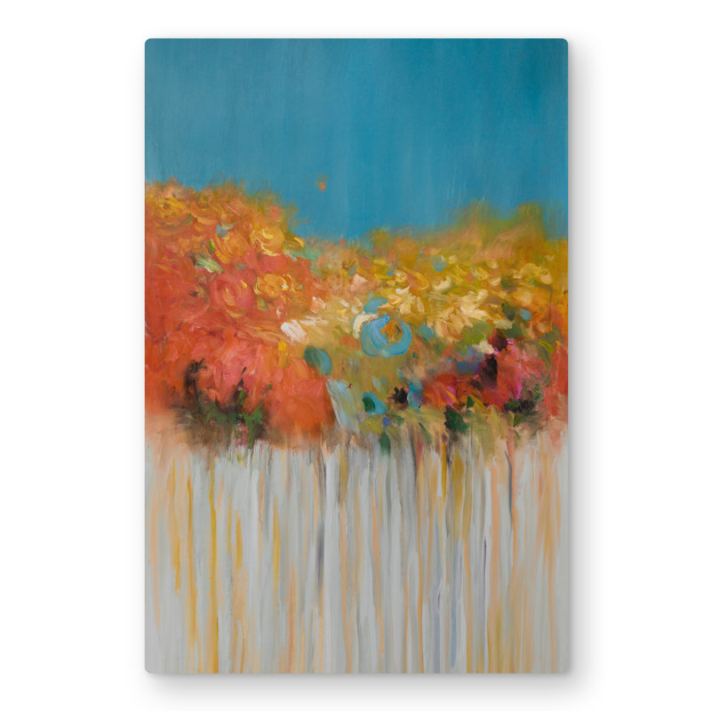 Orange Trees Metal Print - Colorful Abstract Flowers Decor