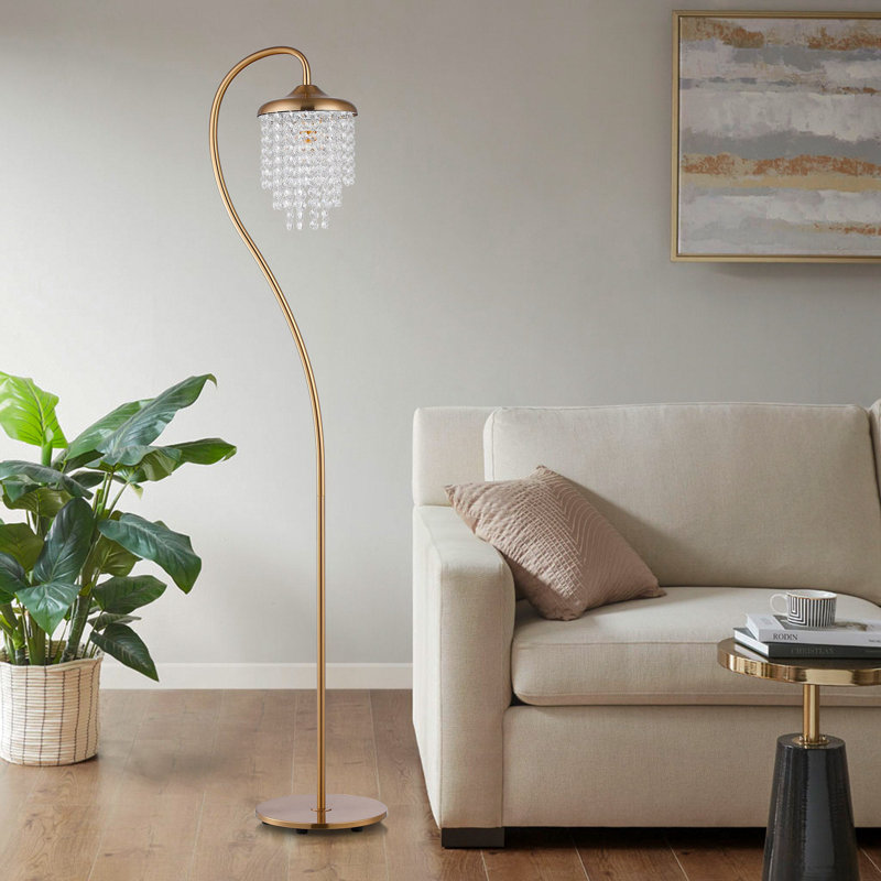 Lampe sur pied moderne en cristal doré 1 lumière Lusteria