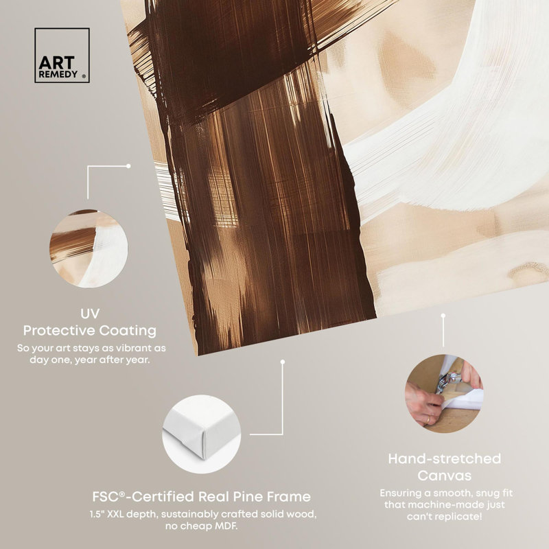 Art mural abstrait sur toile espresso, H 40 po x l 40 po, Toile tendue
