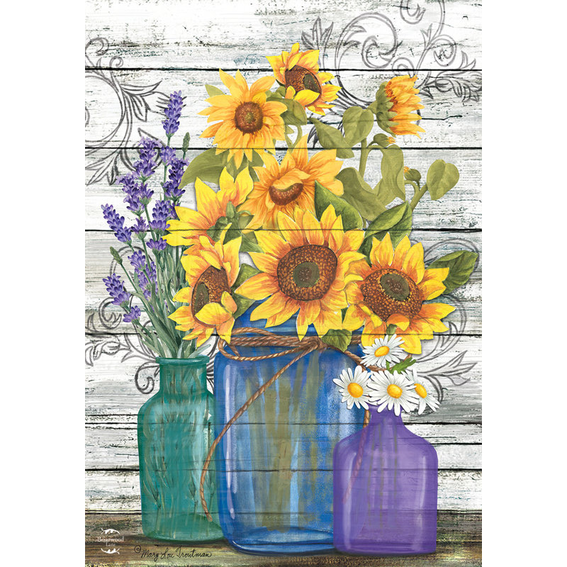 Rustic Sunflowers Summer Garden Flag
