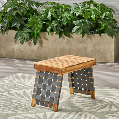 Table d'appoint pliable en bois avec sangle d'eau et attrait tissé, noir et brun, P 19,72 po x l 13,36 po H 16 po, aucun assemblage requis pour un aspect pratique immédiat Charisme, utilisation nécessaire