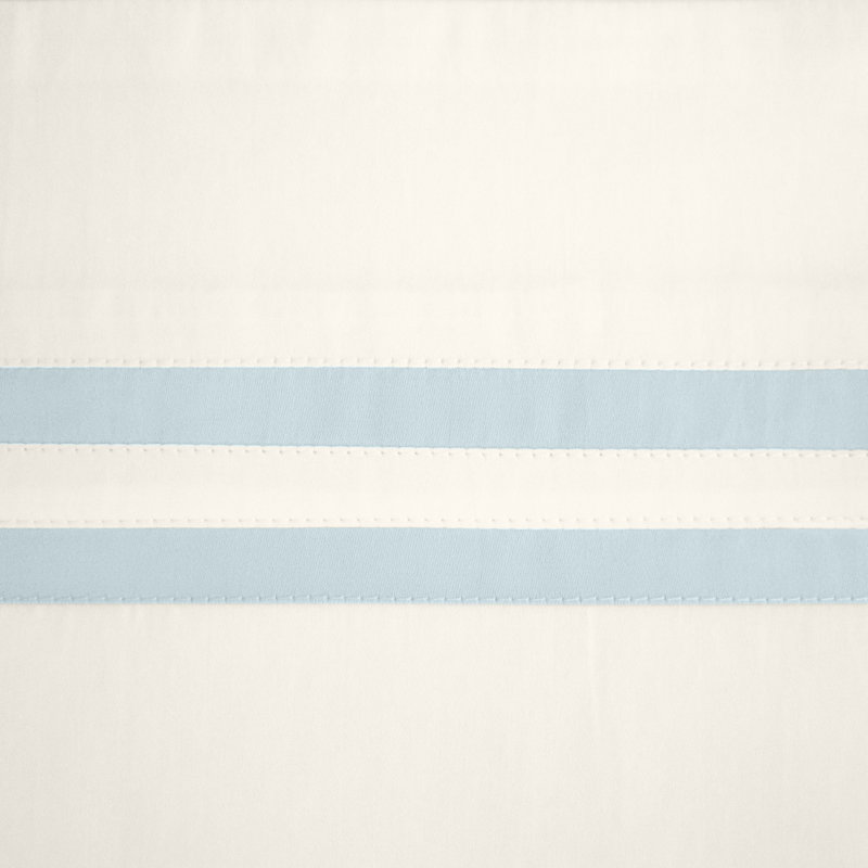 Ribbons Sateen Sheet Set, Ivory/Sion Blue, Twin
