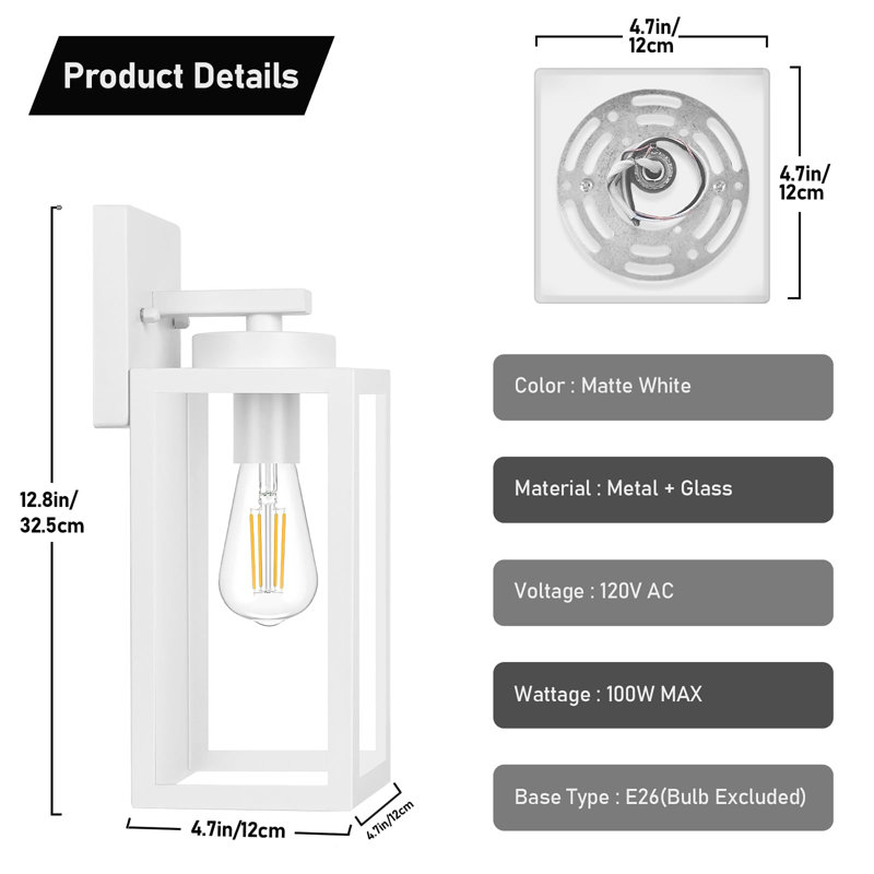 Ensemble de 2 luminaires muraux d'extérieur, Blanc
