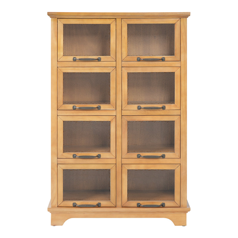 Varese Modern Farmhouse Wood Display Storage Cabinet with 8 Glass Doors