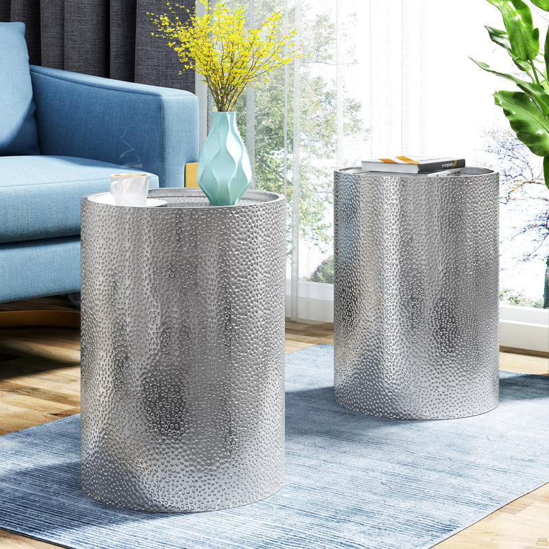Table d'appoint en métal, Argent