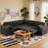 91" L-Shaped Sectional Sofa Bed, Pull Out Sleeper, 5-Seater Convertible Couch for Living Room, Dark Gray Corduroy