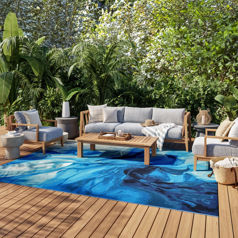 Tapis moderne ivoire bleu 7 pi 10 po x 9 pi 10 po Nourison Color Splash, Rectangle 9 pi x 12 pi
