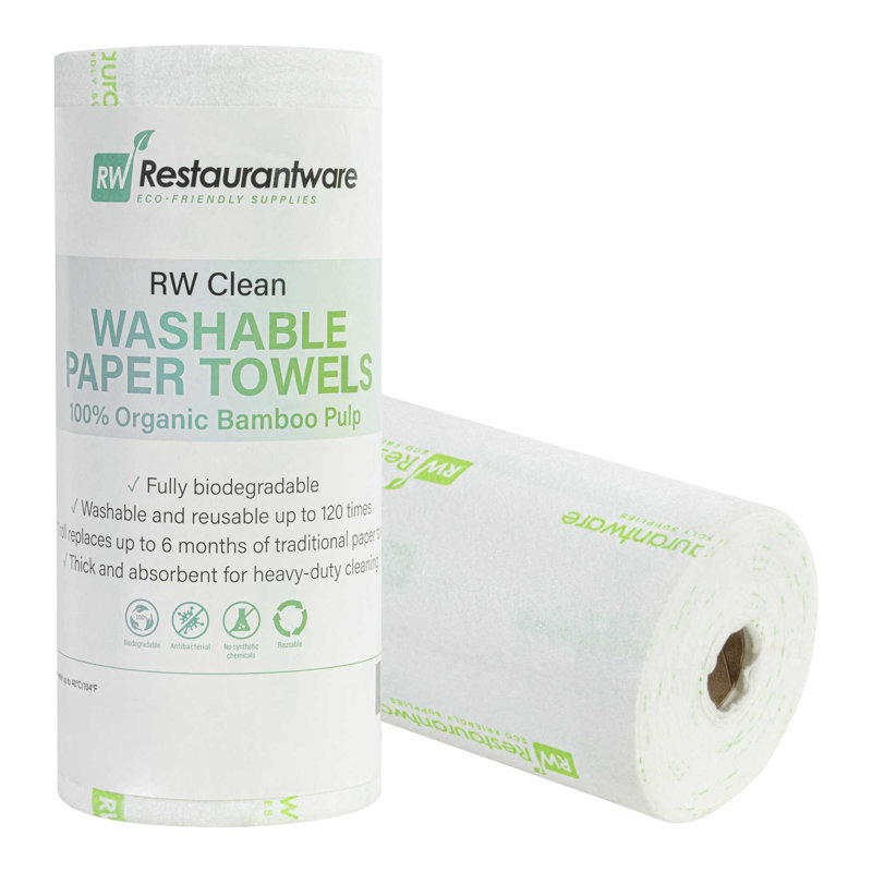 Rouleaux de chiffon de nettoyage réutilisables 11 x 11 pouces pour restaurantWave Clean, 10 rouleaux de lingettes à vaisselle robustes - lavables à la machine, perforés, rouleaux de chiffon jetables en papier blanc, 50 feuilles par rouleau, absorbant