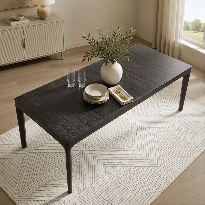 Rectangular Dining Table Large with Extension Leaf Durable High-Quality Dining Room Furniture 1pc