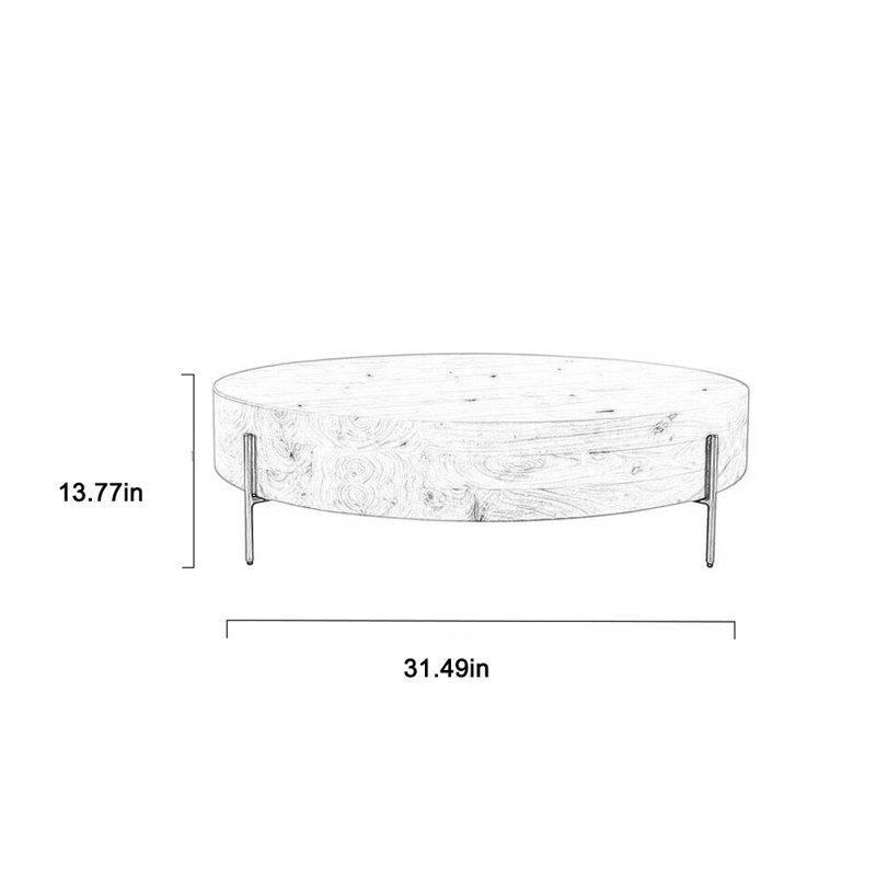 Solid wood coffee table - eco-friendly, sturdy, 13.77" H x 31.49" L x 31.49" W