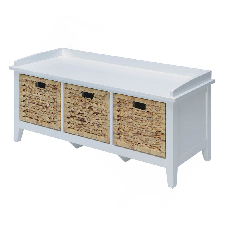 Banc beige et blanc avec 3 tiroirs, Beige