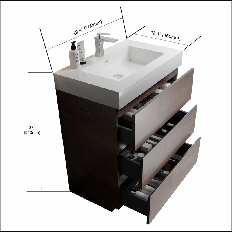 Meuble-lavabo autoportant avec grand lavabo et rangement