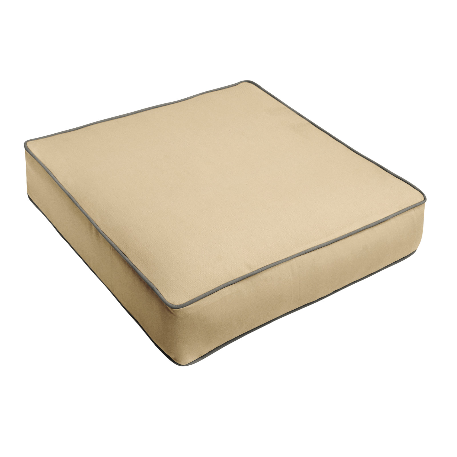 30" Sunbrella® Dining Chair Cushion, Sunbrella - Canvas Antique Beige/Cord Canvas Charc, 5" H x 25" W x 25" D