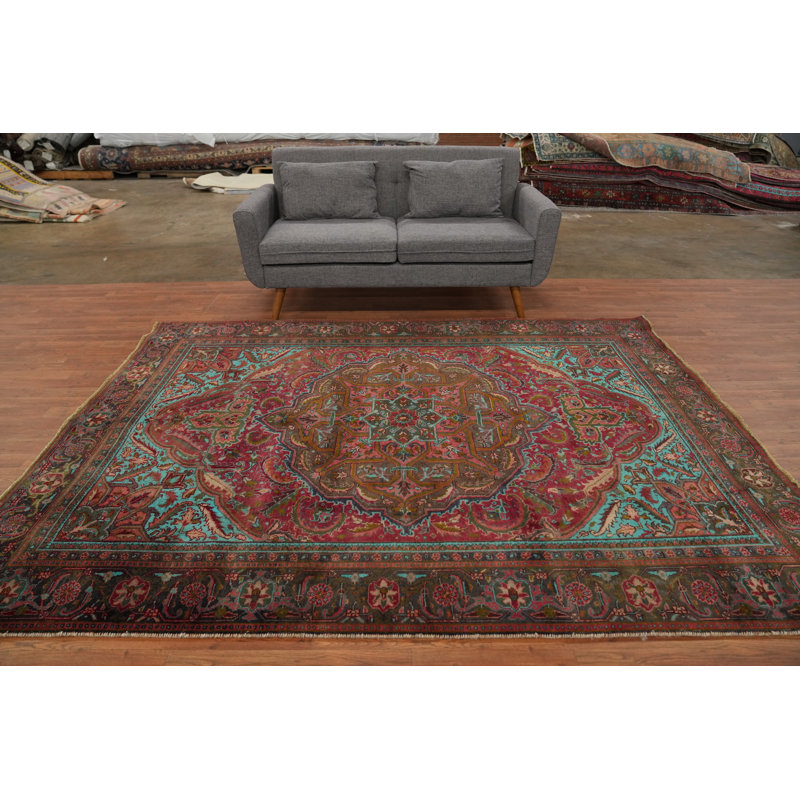 Tapis oriental traditionnel rétro en laine 7 x 9