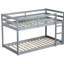Lit mezzanine simple au-dessus d'un lit simple en bois massif avec échelle - hauteur basse, lattes durables et rangement sous le lit, gris-1414945269